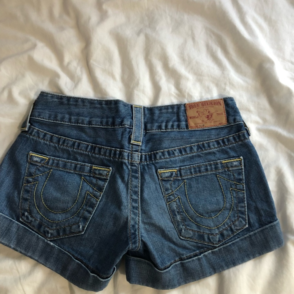 Low waisted True Religion jean shorts